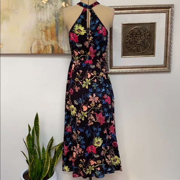 Halter Floral Print Dress with Slit, NWOT - Picture 3 of 6